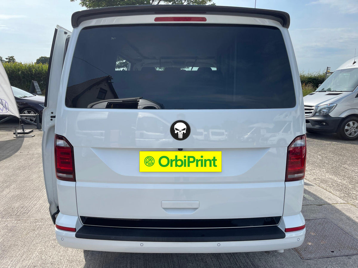 Skull T6 / T5 / Caddy 130mm / 110mm for VW Transporter Vans - Durable, Stylish Replacement Badge - Perfect Fit, Gift, Reversible, Rear Door