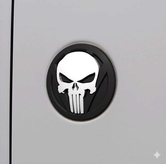 Skull T6 / T5 / Caddy 130mm / 110mm for VW Transporter Vans - Durable, Stylish Replacement Badge - Perfect Fit, Gift, Reversible, Rear Door