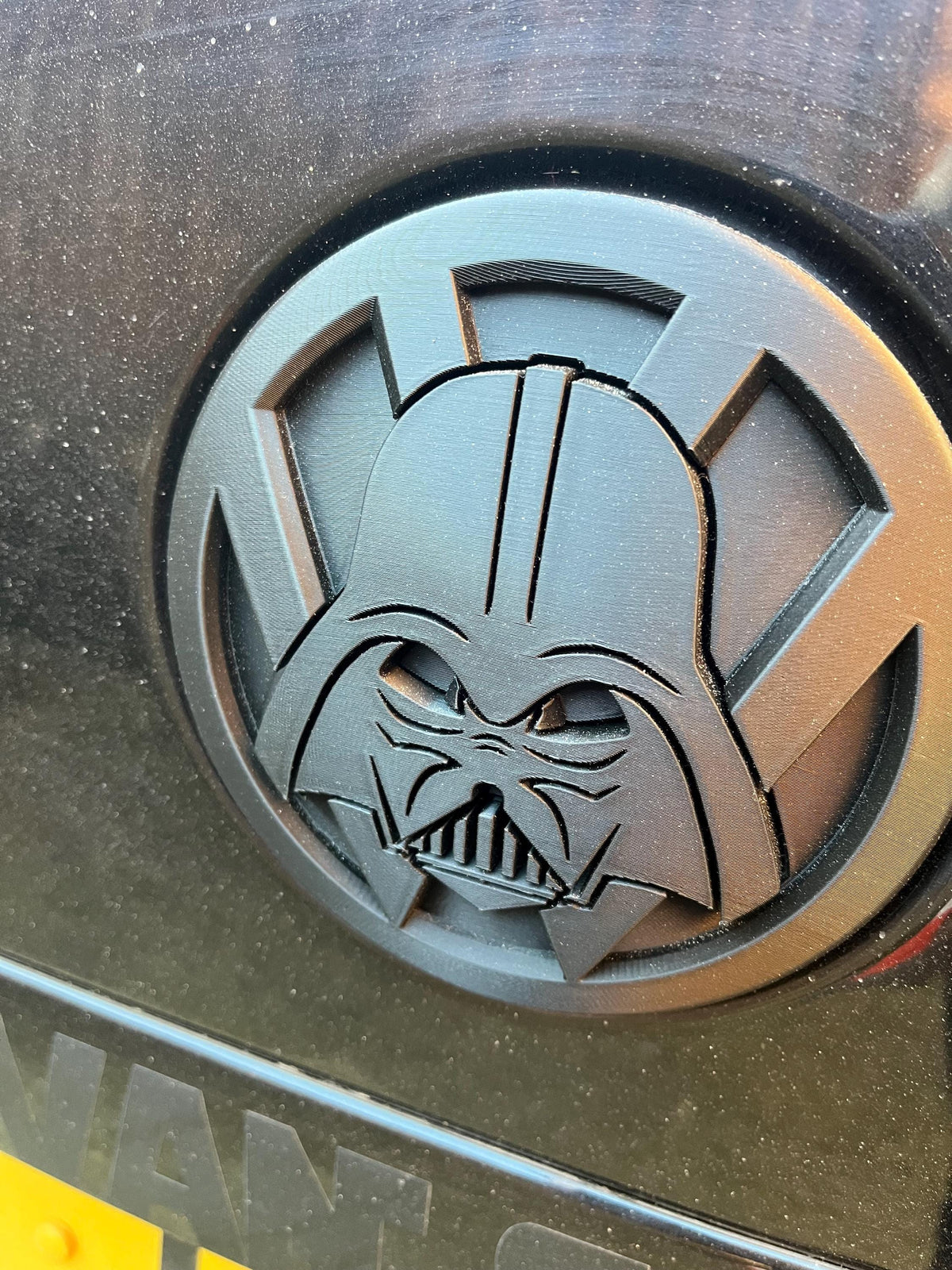 Darth Vader T6/T5/Caddy 130mm/110mm for VW Transporter Emblem - Durable, Replacement Badge - Factory Fit, Reversible, Rear Door