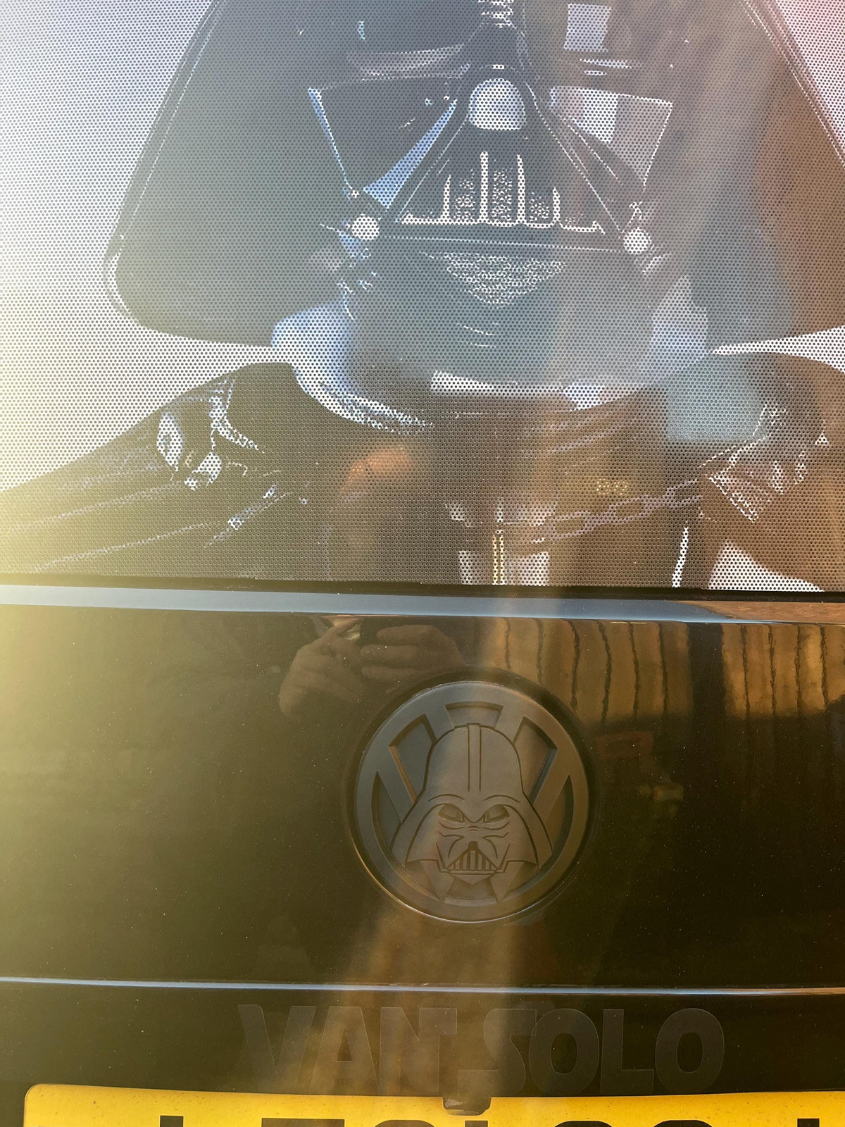 Darth Vader T6/T5/Caddy 130mm/110mm for VW Transporter Emblem - Durable, Replacement Badge - Factory Fit, Reversible, Rear Door